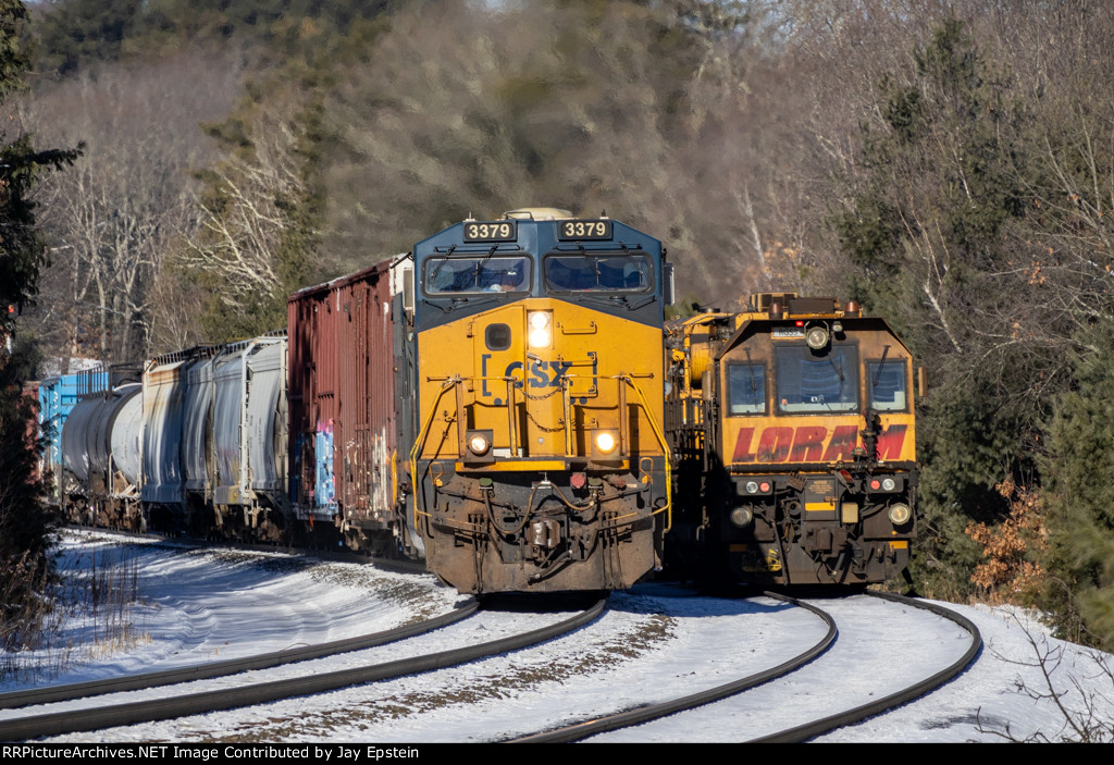 M436 (Selkirk to Worcester/ Framingham) passes the Rail Grinder at CP-60 